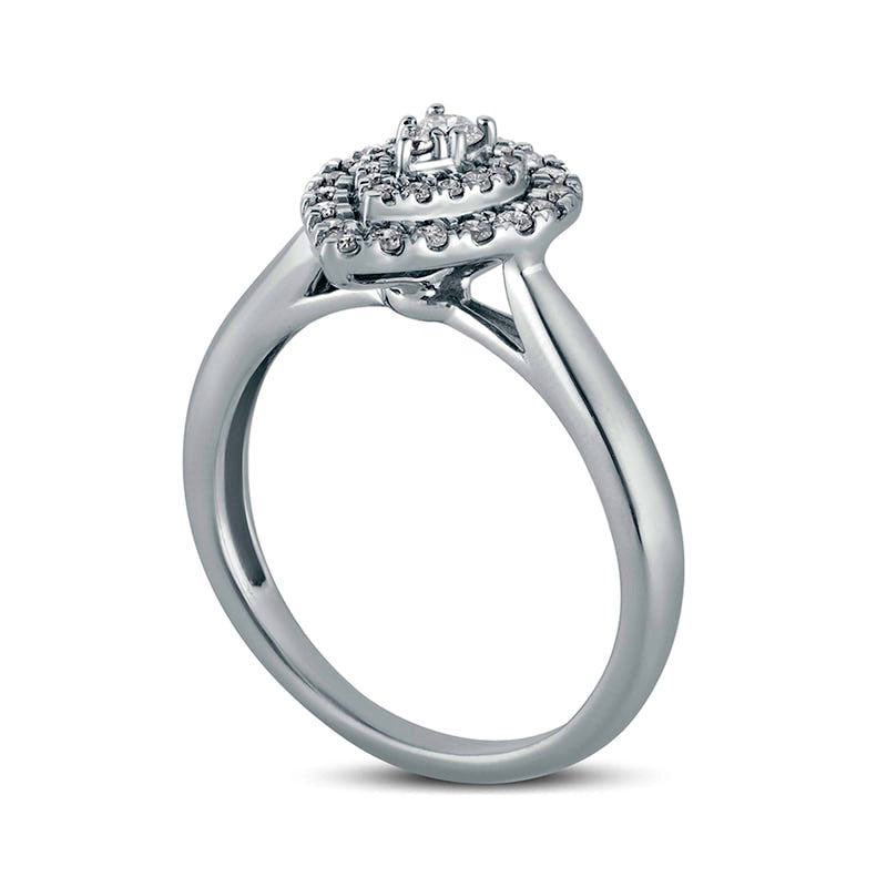 0.33 CT. T.W. Composite Natural Diamond Double Pear-Shaped Frame Engagement Ring in Solid 10K White Gold