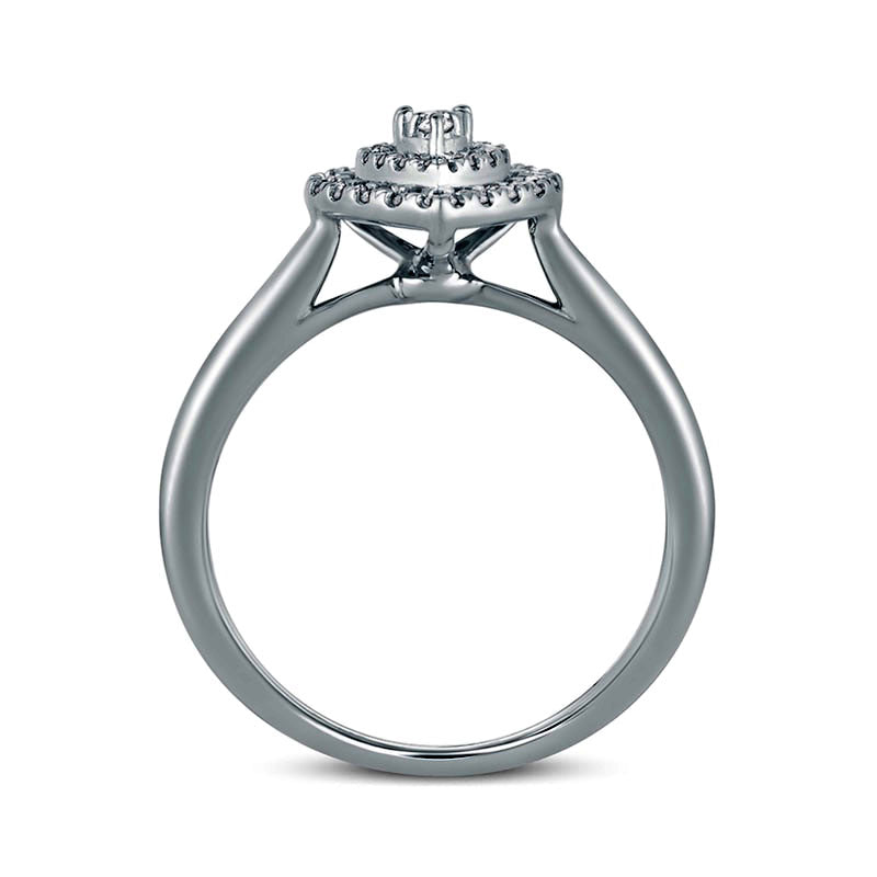 0.33 CT. T.W. Composite Natural Diamond Double Pear-Shaped Frame Engagement Ring in Solid 10K White Gold