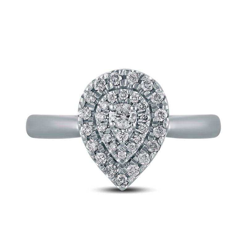 0.33 CT. T.W. Composite Natural Diamond Double Pear-Shaped Frame Engagement Ring in Solid 10K White Gold