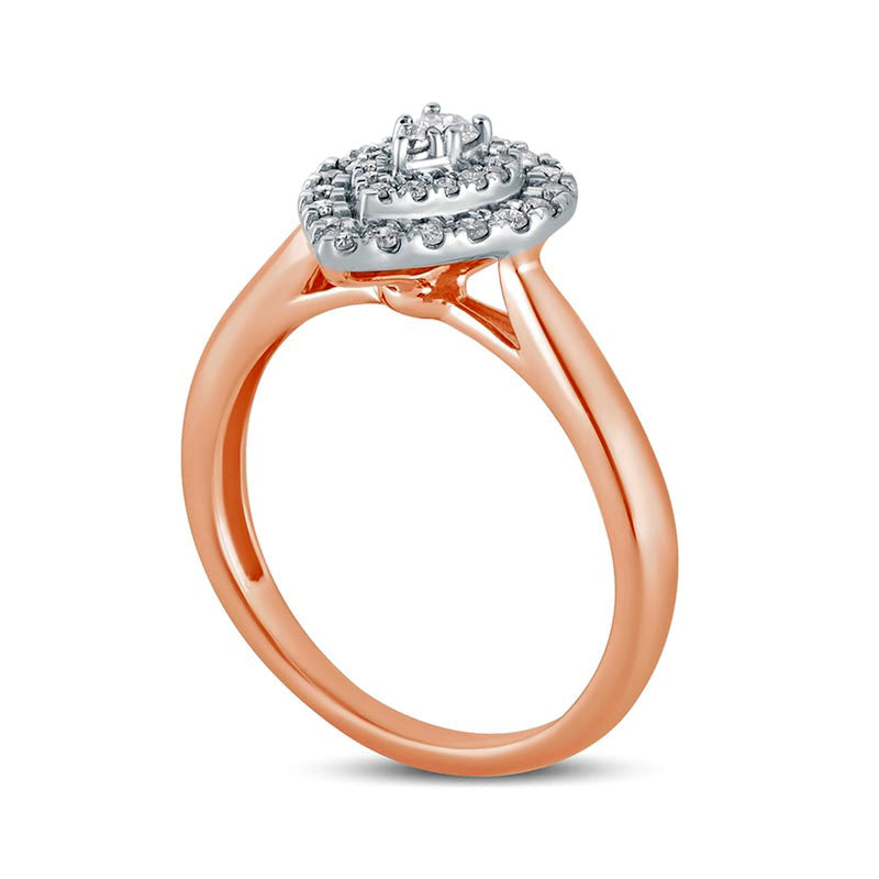 0.33 CT. T.W. Composite Natural Diamond Double Pear-Shaped Frame Engagement Ring in Solid 10K Rose Gold