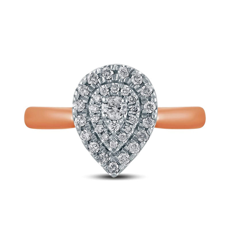 0.33 CT. T.W. Composite Natural Diamond Double Pear-Shaped Frame Engagement Ring in Solid 10K Rose Gold