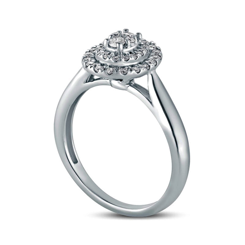 0.33 CT. T.W. Composite Oval Natural Diamond Double Frame Engagement Ring in Solid 10K White Gold