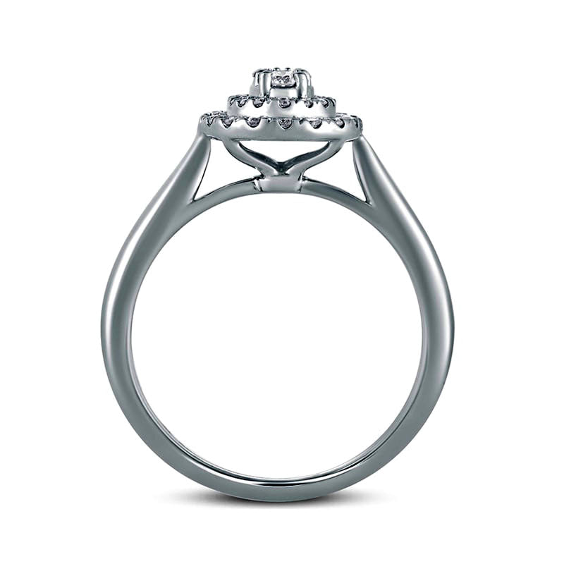 0.33 CT. T.W. Composite Oval Natural Diamond Double Frame Engagement Ring in Solid 10K White Gold