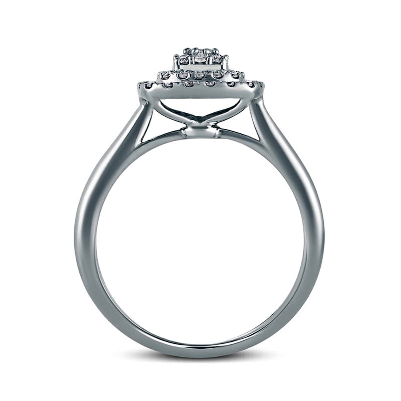 0.33 CT. T.W. Composite Cushion-Shaped Natural Diamond Double Frame Engagement Ring in Solid 10K White Gold