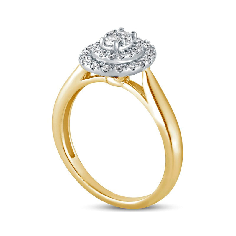 0.33 CT. T.W. Composite Oval Natural Diamond Double Frame Engagement Ring in Solid 10K Yellow Gold