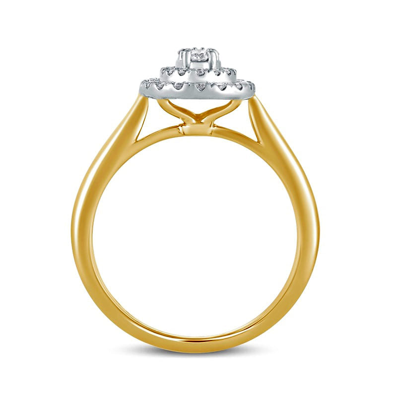 0.33 CT. T.W. Composite Oval Natural Diamond Double Frame Engagement Ring in Solid 10K Yellow Gold