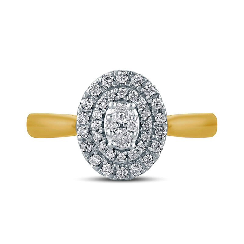 0.33 CT. T.W. Composite Oval Natural Diamond Double Frame Engagement Ring in Solid 10K Yellow Gold