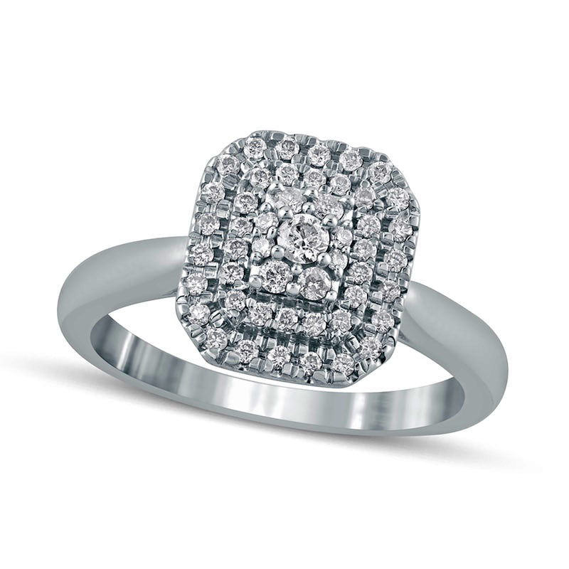 0.33 CT. T.W. Composite Natural Diamond Double Octagonal Frame Engagement Ring in Solid 10K White Gold