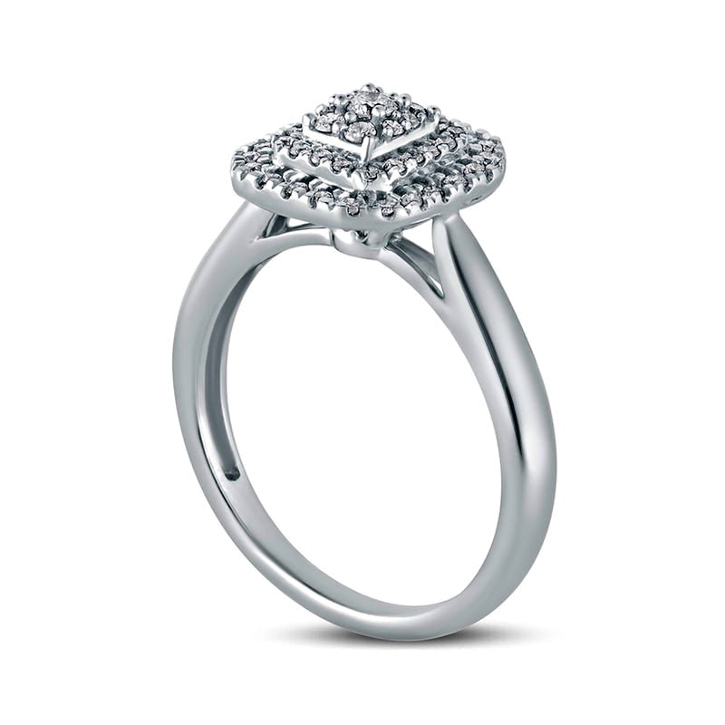 0.33 CT. T.W. Composite Natural Diamond Double Octagonal Frame Engagement Ring in Solid 10K White Gold