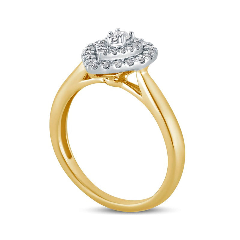 0.33 CT. T.W. Composite Natural Diamond Double Pear-Shaped Frame Engagement Ring in Solid 14K Gold