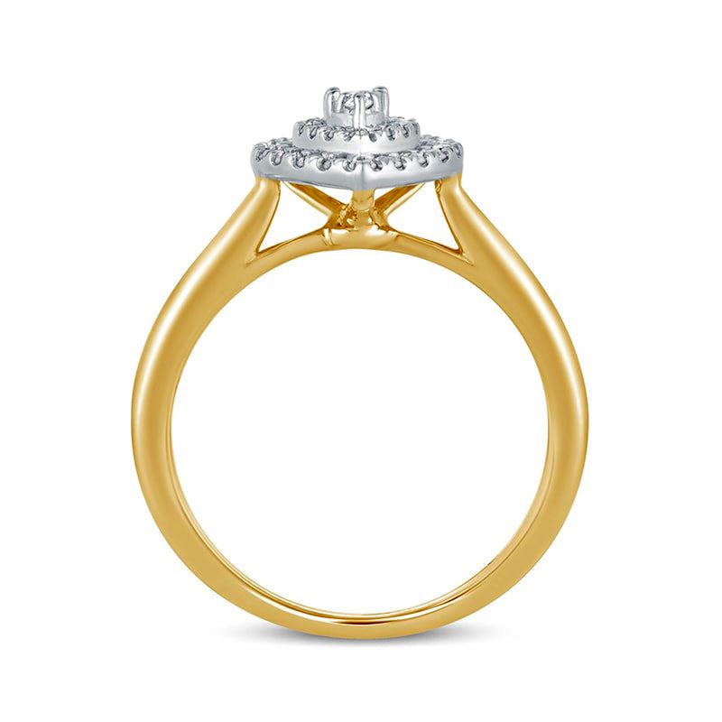 0.33 CT. T.W. Composite Natural Diamond Double Pear-Shaped Frame Engagement Ring in Solid 14K Gold