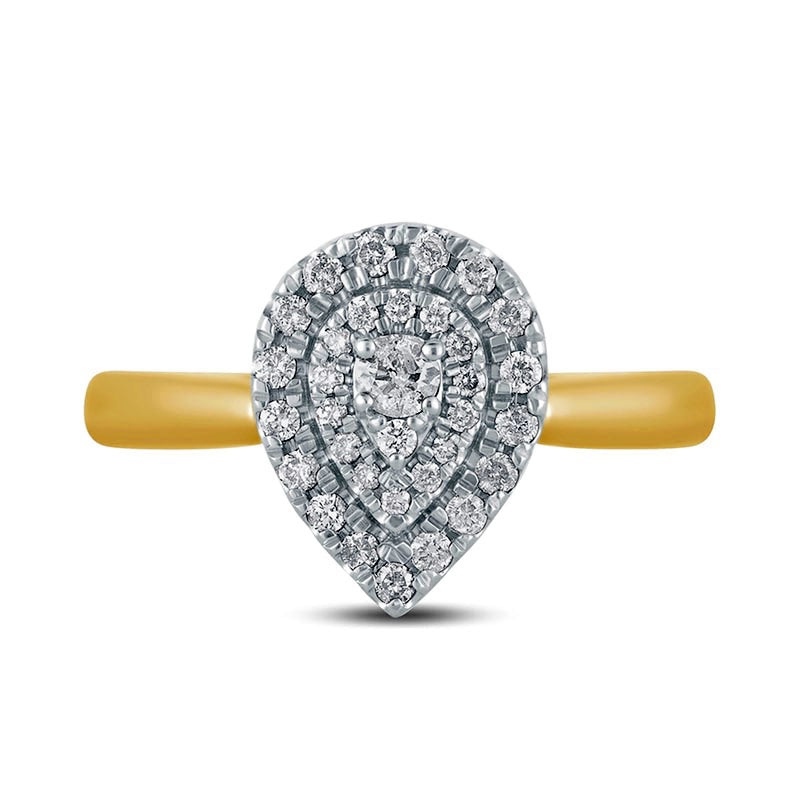 0.33 CT. T.W. Composite Natural Diamond Double Pear-Shaped Frame Engagement Ring in Solid 14K Gold