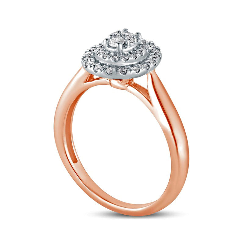 0.33 CT. T.W. Composite Oval Natural Diamond Double Frame Engagement Ring in Solid 14K Rose Gold