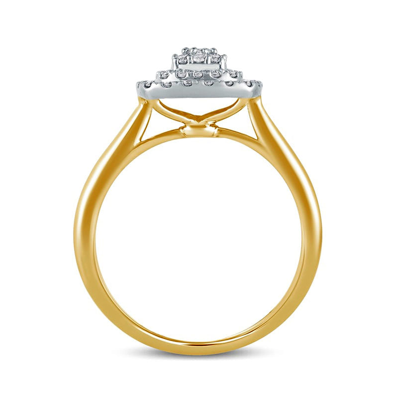 0.33 CT. T.W. Composite Cushion-Shaped Natural Diamond Double Frame Engagement Ring in Solid 14K Gold