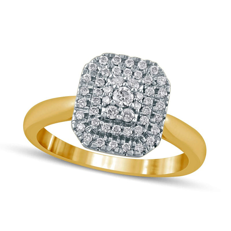 0.33 CT. T.W. Composite Natural Diamond Double Octagonal Frame Engagement Ring in Solid 14K Gold