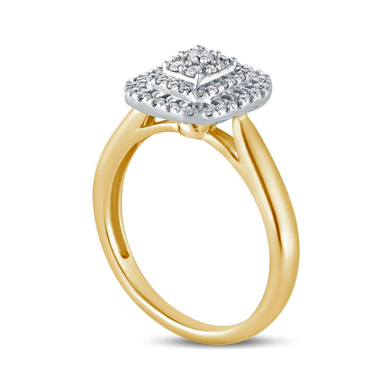 0.33 CT. T.W. Composite Natural Diamond Double Octagonal Frame Engagement Ring in Solid 14K Gold