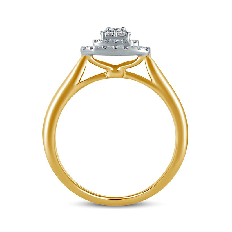 0.33 CT. T.W. Composite Natural Diamond Double Octagonal Frame Engagement Ring in Solid 14K Gold