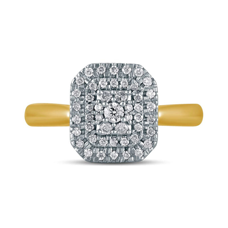 0.33 CT. T.W. Composite Natural Diamond Double Octagonal Frame Engagement Ring in Solid 14K Gold