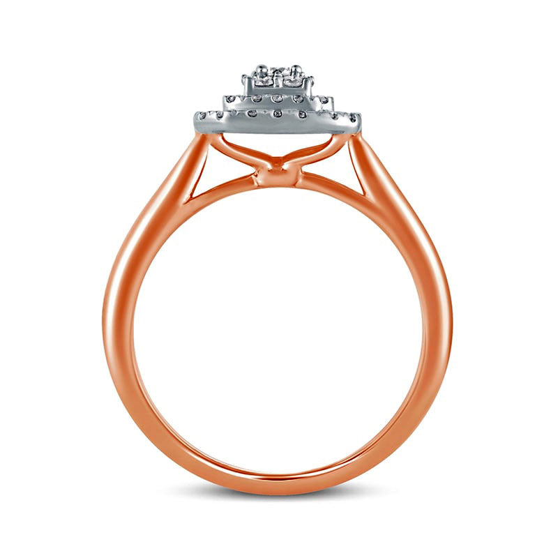 0.33 CT. T.W. Composite Natural Diamond Double Octagonal Frame Engagement Ring in Solid 14K Rose Gold