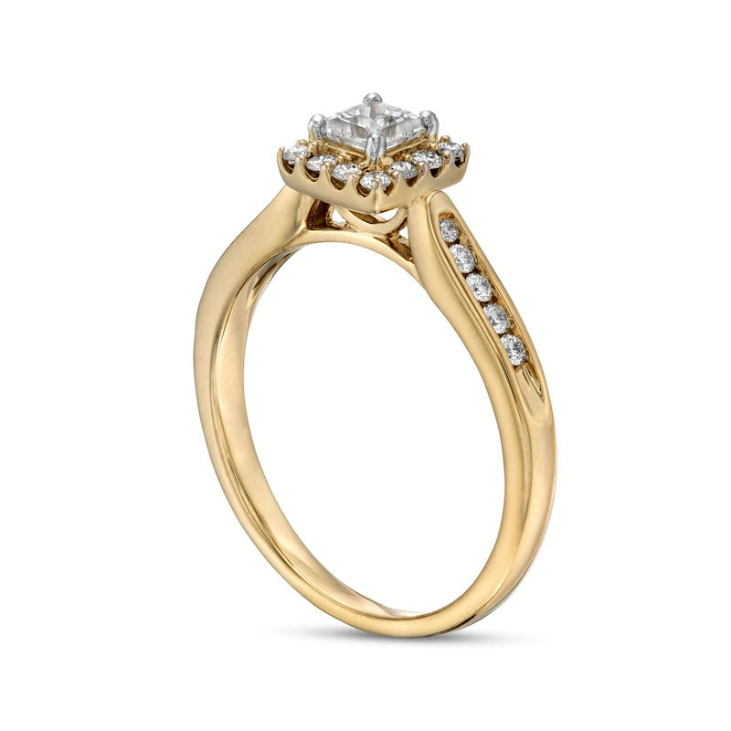 0.50 CT. T.W. Princess-Cut Natural Diamond Frame Engagement Ring in Solid 14K Gold