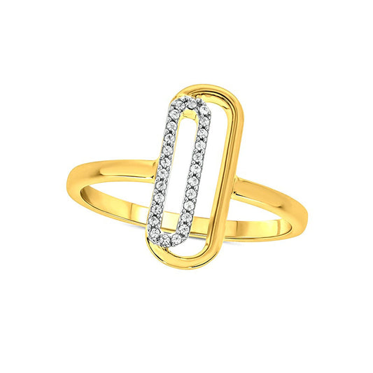 0.07 CT. T.W. Natural Diamond Paperclip Ring in Sterling Silver with Solid 14K Gold Plate