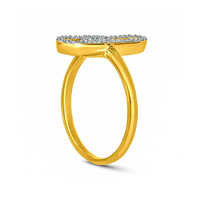 0.07 CT. T.W. Natural Diamond Paperclip Ring in Sterling Silver with Solid 14K Gold Plate