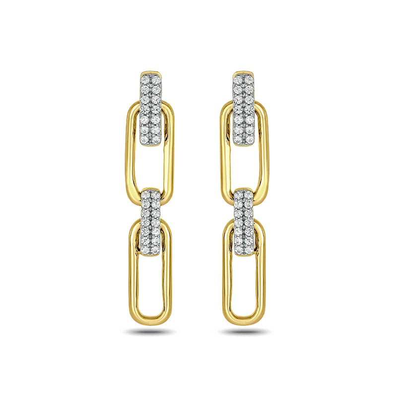 0.25 CT. T.W. Diamond Oval Link Double Row Drop Earrings in 10K Gold