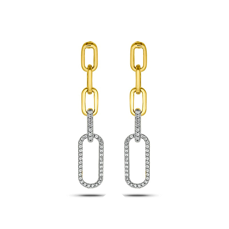 0.25 CT. T.W. Diamond Oval Link Drop Earrings in 10K Gold