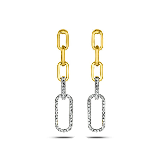 0.25 CT. T.W. Diamond Oval Link Drop Earrings in 10K Gold