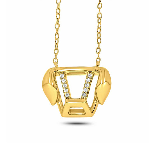 0.05 CT. T.W. Natural Diamond Abstract Puppy Head Necklace in Sterling Silver with 14K Gold Plate