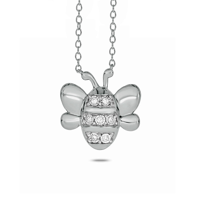 0.05 CT. T.W. Natural Diamond Bumblebee Necklace in Sterling Silver