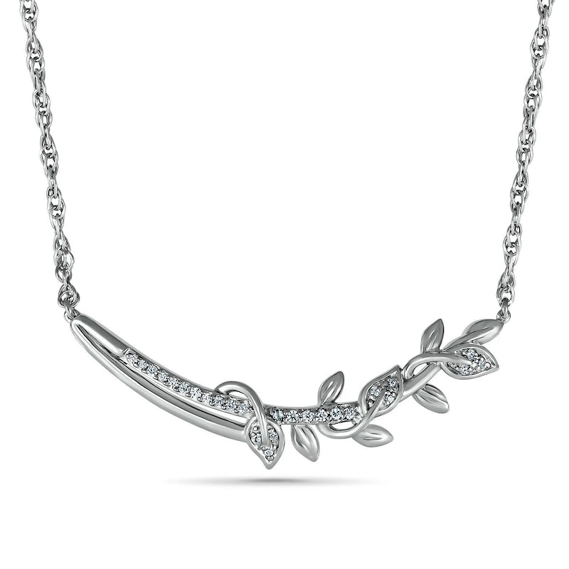 0.1 CT. T.W. Natural Diamond Twisted Vine Branch Necklace in Sterling Silver