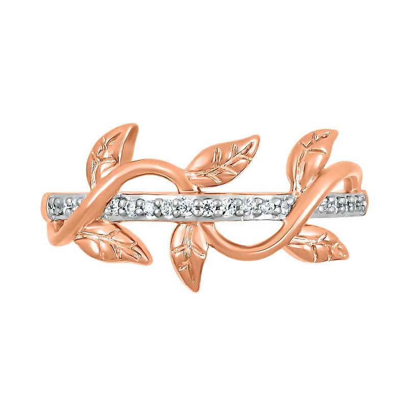 0.10 CT. T.W. Natural Diamond Twist Vine Ring in Sterling Silver with Solid 14K Rose Gold Plate