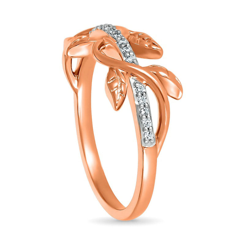 0.10 CT. T.W. Natural Diamond Twist Vine Ring in Sterling Silver with Solid 14K Rose Gold Plate