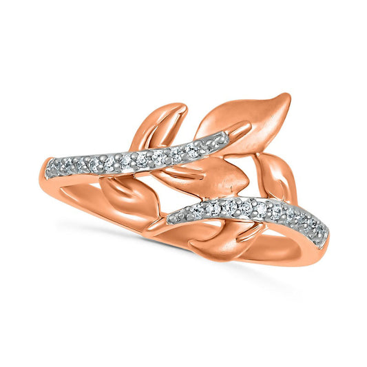 0.13 CT. T.W. Natural Diamond Leaf bypass Ring in Sterling Silver with Solid 14K Rose Gold Plate