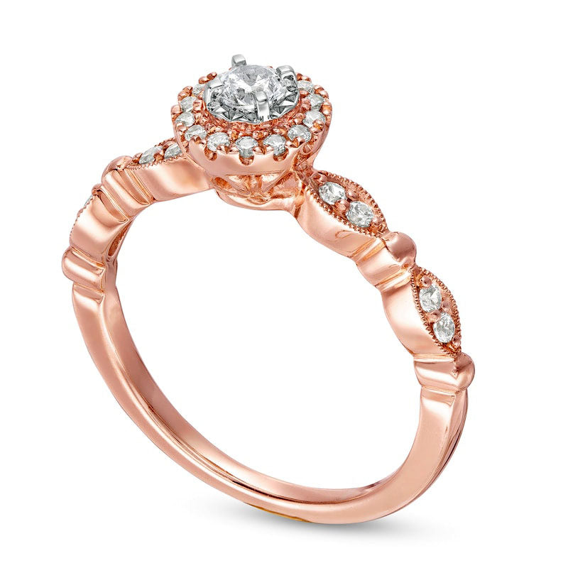 0.33 CT. T.W. Natural Diamond Frame Antique Vintage-Style Art Deco Engagement Ring in Solid 10K Rose Gold