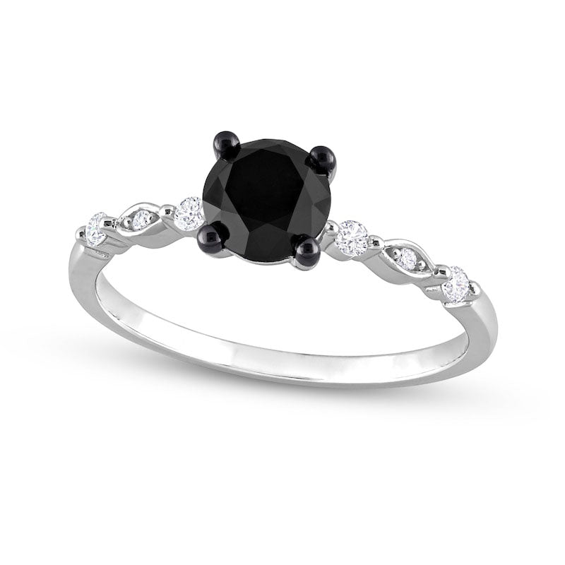 1.0 CT. T.W. Black Enhanced and White Natural Diamond Engagement Ring in Solid 10K White Gold