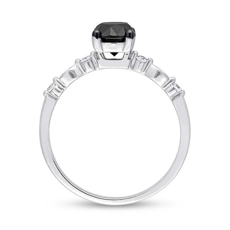 1.0 CT. T.W. Black Enhanced and White Natural Diamond Engagement Ring in Solid 10K White Gold