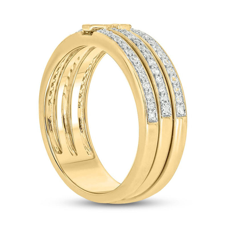 0.33 CT. T.W. Natural Diamond Cross Stack Ring Set in Sterling Silver with Solid 14K Gold Plate