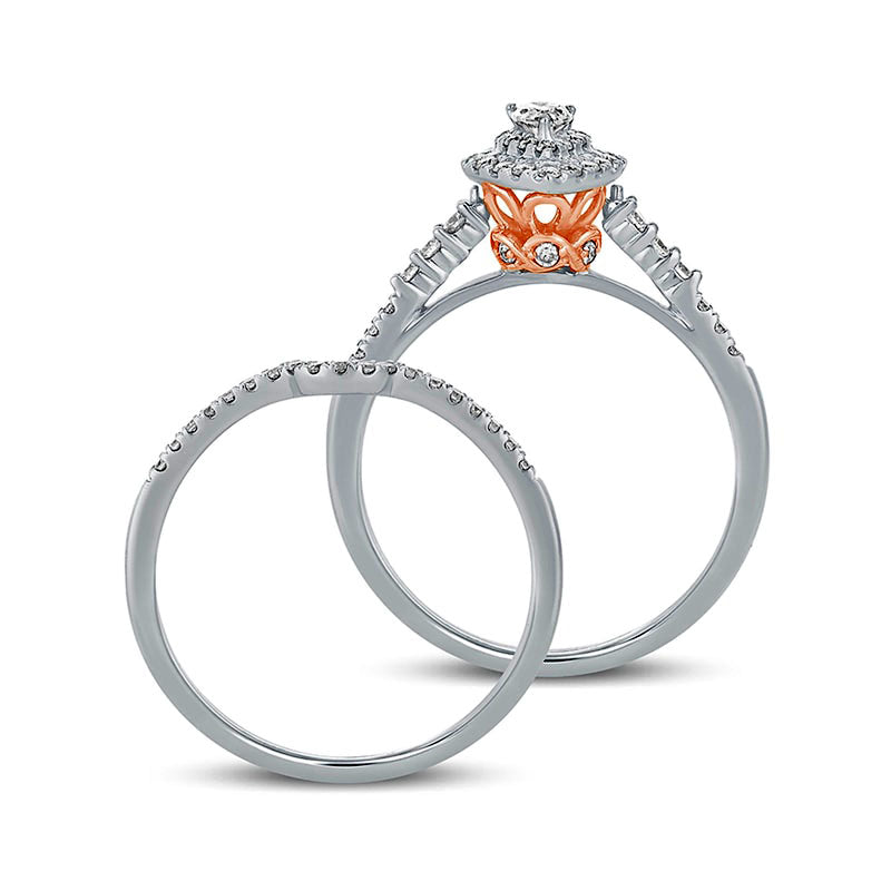 0.50 CT. T.W. Pear-Shaped Natural Diamond Frame Bridal Engagement Ring Set in Solid 10K White Gold