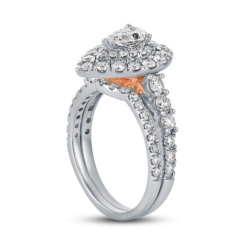 2.0 CT. T.W. Pear-Shaped Natural Diamond Frame Bridal Engagement Ring Set in Solid 14K White Gold