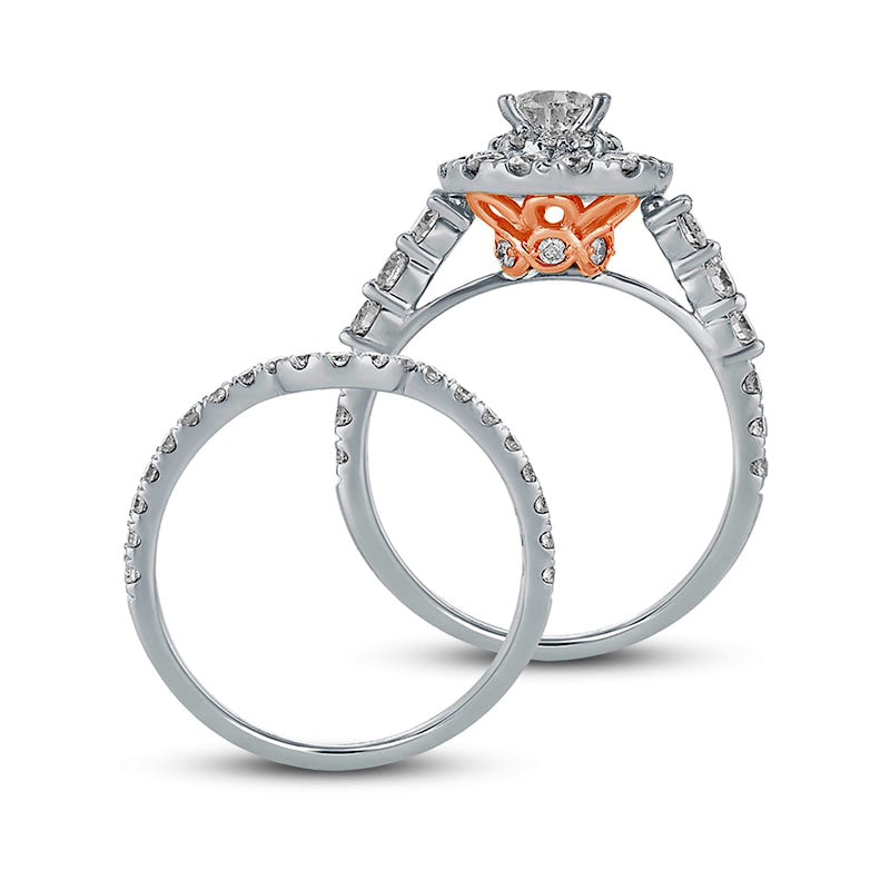 2.0 CT. T.W. Pear-Shaped Natural Diamond Frame Bridal Engagement Ring Set in Solid 14K White Gold