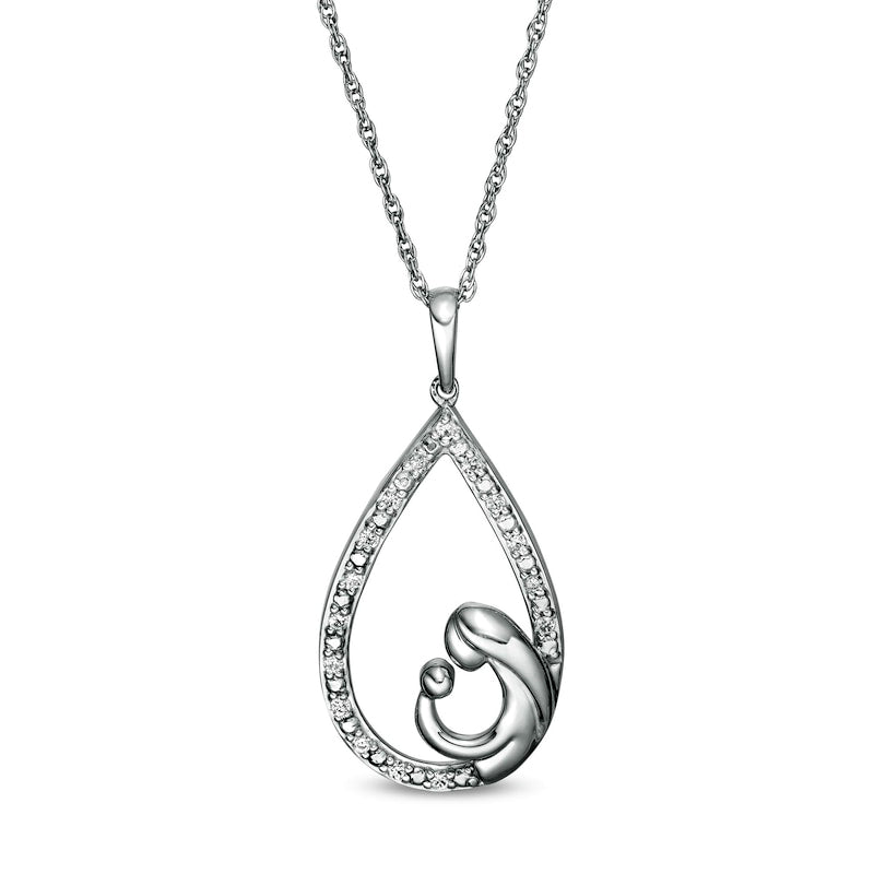 0.1 CT. T.W. Natural Diamond Teardrop Pendant in Sterling Silver