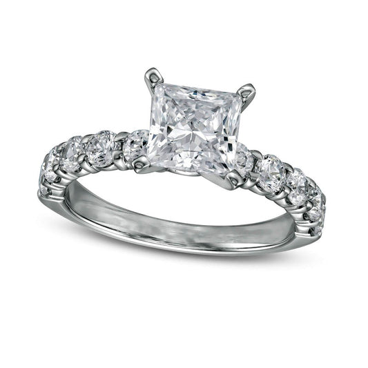 2.5 CT. T.W. Princess-Cut Natural Diamond Engagement Ring in Solid 14K White Gold (I/I2)