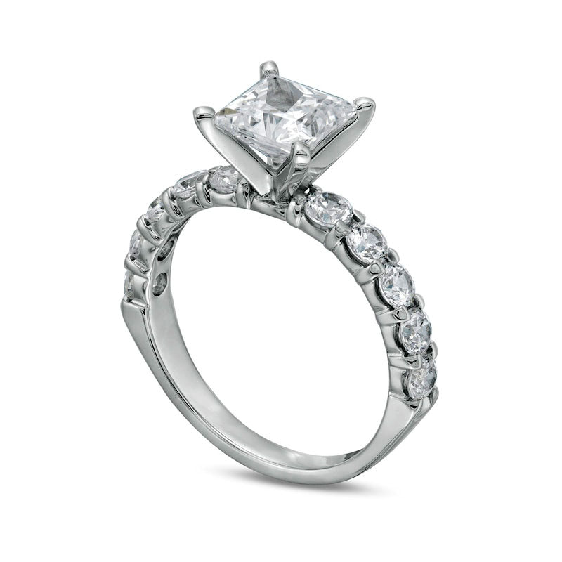 2.5 CT. T.W. Princess-Cut Natural Diamond Engagement Ring in Solid 14K White Gold (I/I2)