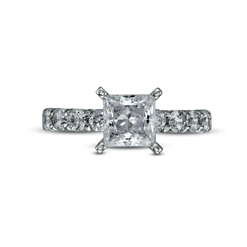 2.5 CT. T.W. Princess-Cut Natural Diamond Engagement Ring in Solid 14K White Gold (I/I2)