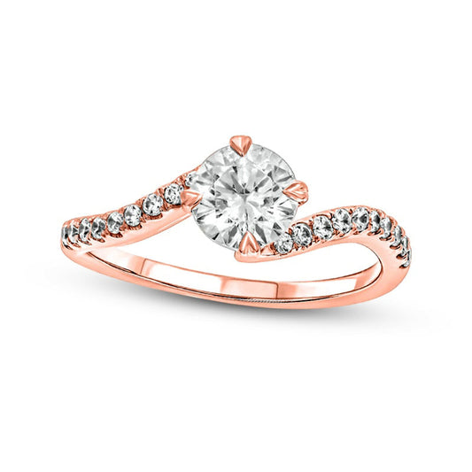 1.0 CT. T.W. Natural Diamond Bypass Engagement Ring in Solid 14K Rose Gold (I/I2)