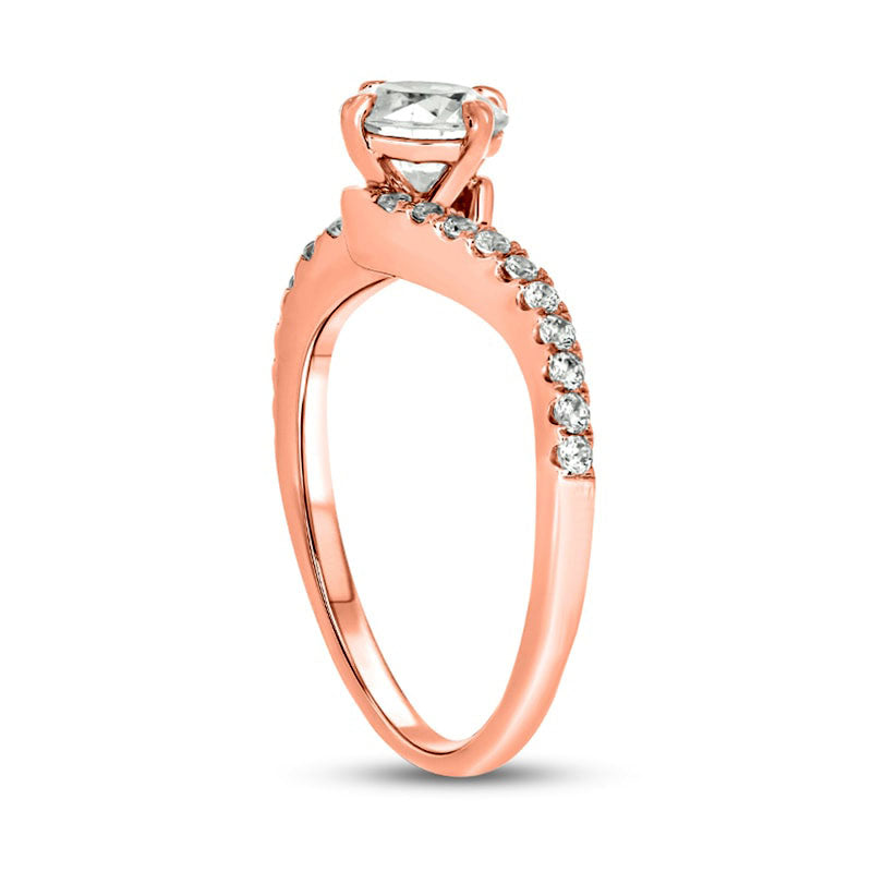 1.0 CT. T.W. Natural Diamond Bypass Engagement Ring in Solid 14K Rose Gold (I/I2)