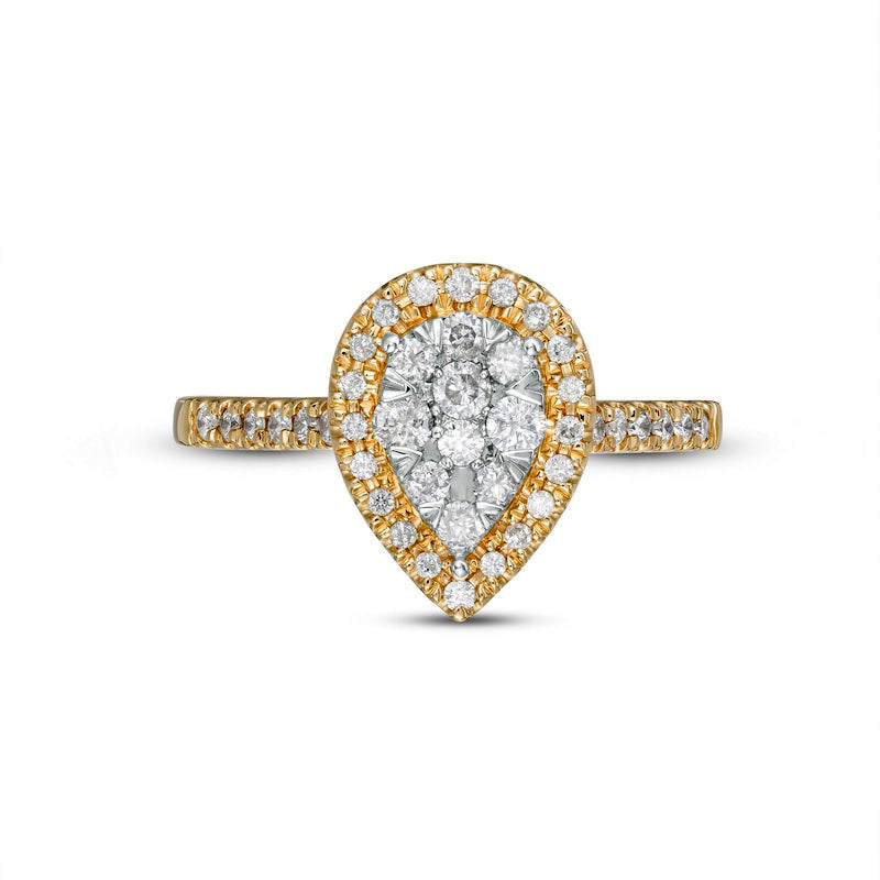 0.50 CT. T.W. Composite Pear-Shaped Natural Diamond Frame Engagement Ring in Solid 10K Yellow Gold