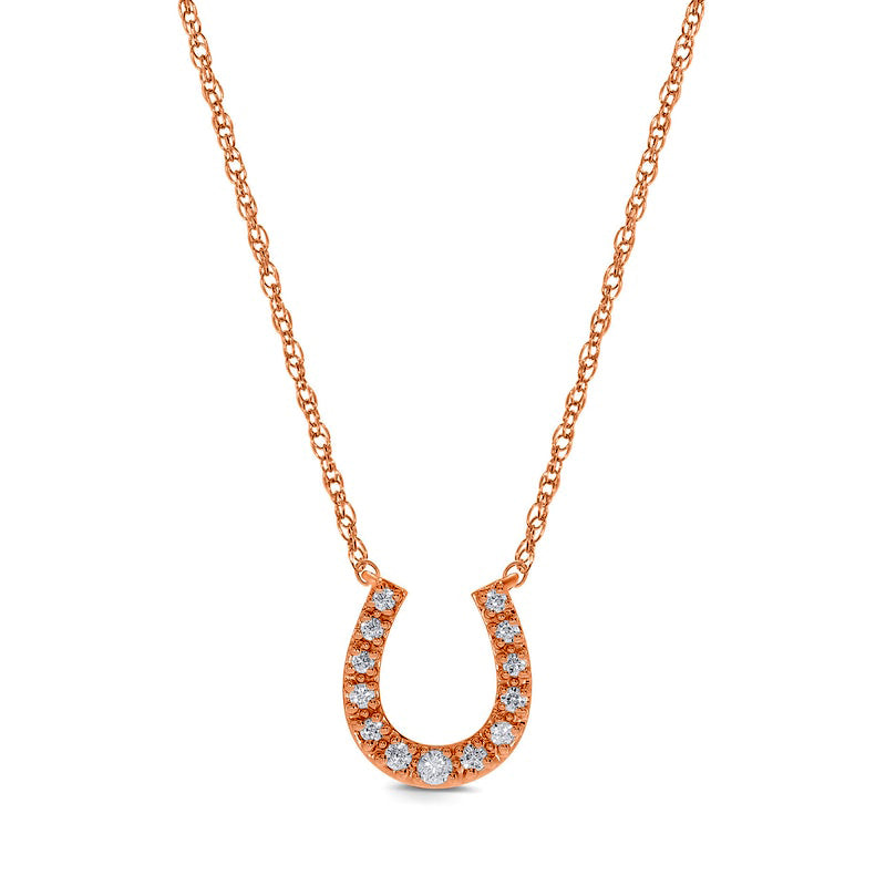 0.1 CT. T.W. Natural Diamond Horseshoe Necklace in Sterling Silver with 14K Rose Gold Plate